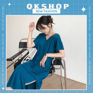 QKshop เดรสคอวีสีพื้น🔥มีสีให้เลือกมากมาหหลายสีมีไซส์เยอะด้วย🌈โดดเด่นมากดูดีสุดๆ⛈