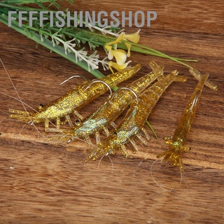 [ffffishingshop] เหยื่อตกปลา รูปกุ้งจําลอง 4 ชิ้น 9 ซม. พร้อมตะขอ