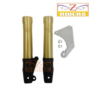 กระบอกโช๊คหน้า Z-RIDERS SPARK-135 โช๊ค ZX ตรง หัวดำ สีทอง