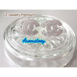 ต่างหูCCเพชร 3 ชั้น เกรดJewelry Cha nel ชาแนลเพชรรัสเซียพรีเมียม CZ Cubic Zirconiaแพ้ง่ายใส่ได้ไม่ลอกไม่ดำ มอบของขวัญได้