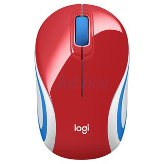 Wireless Optical Mini Mouse LOGITECH (M-187) Bright Red (สีใหม่)