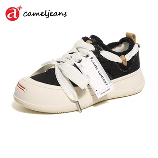 Cameljeans รองเท้าผ้าใบ ส้นแบน พื้นหนา เข้ากับทุกการแต่งกาย สําหรับผู้หญิง