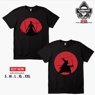 เสื้อยืดผ้าฝ้ายพิมพ์ลายแฟชั่น เสื้อยืด ลายการ์ตูนอนิเมะ One Piece Roronoa Zoro Moon Silhouette