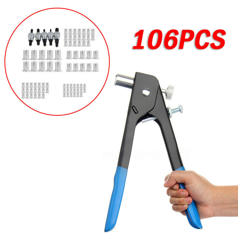 MK 106 ชิ้นคู่มือ rivet ปืนเครื่องมือประแจประกอบน็อตใส่แมนเดร M3-M8 ชุด ...
