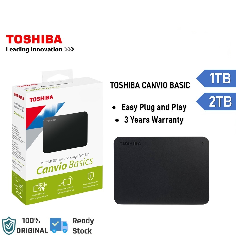 Toshiba ฮาร์ดดิสก์ภายนอก Canvio Basics/Canvio Advance Portable HDD USB 3.0 (1TB/2TB )