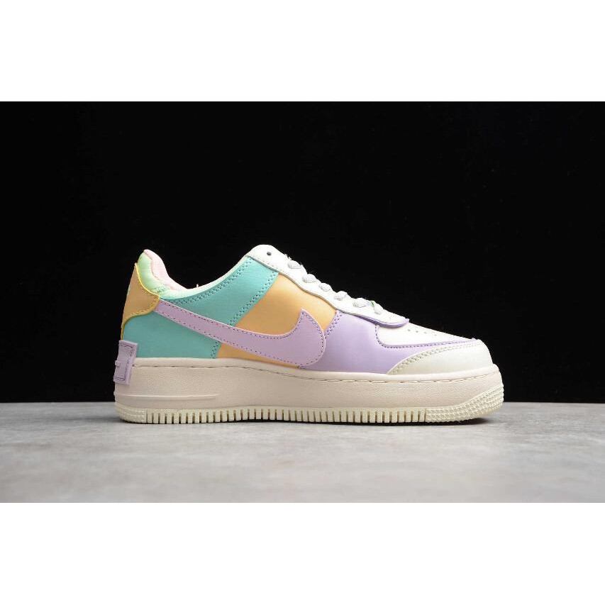 pink purple and blue air force ones