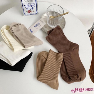 Demonlores-Women´s Middle Tube Socks Solid Color Ribbed Texture Socks, Indoor Outdoor Warm Short Socks