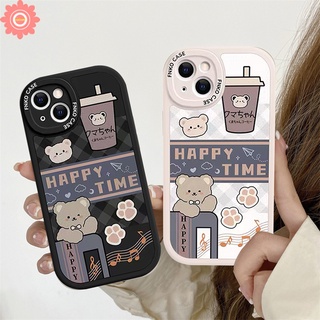 เคสโทรศัพท์มือถือนิ่ม ลายสก๊อตหมีน่ารัก สําหรับ Realme C53 C55 10 Pro Plus C30 C25s C21Y C31GT 8 6i C3 C2 C15 C11 C17 9i 5i 8i 7i C25Y C35 C12 C25 C20 5 8Pro C1 7 C21 6 5s 6s เคสชาแฮปปี้ไทม์