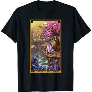 เสื้อยืดวินเทจเสื้อยืด พิมพ์ลายไพ่ทาโรต์ The Underworld Goddess The Fool Pagan Wicca สําหรับผู้ใหญ่S-4XL