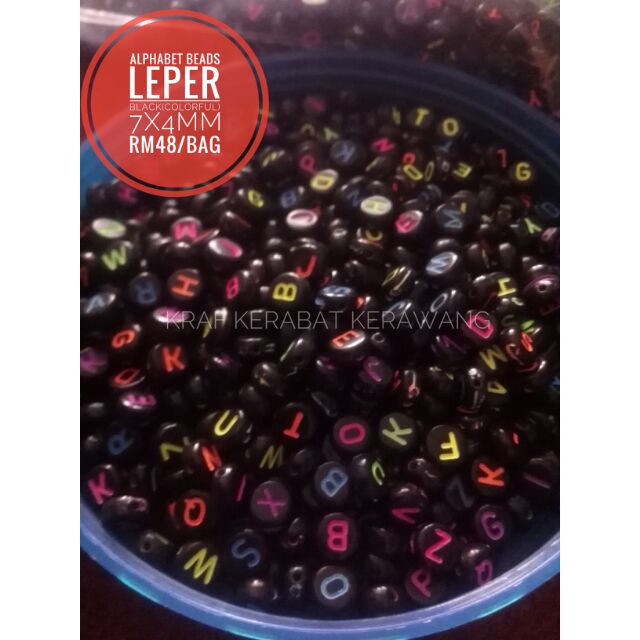 ALPHABET BEADS LEPER BLACK(สีFUL)