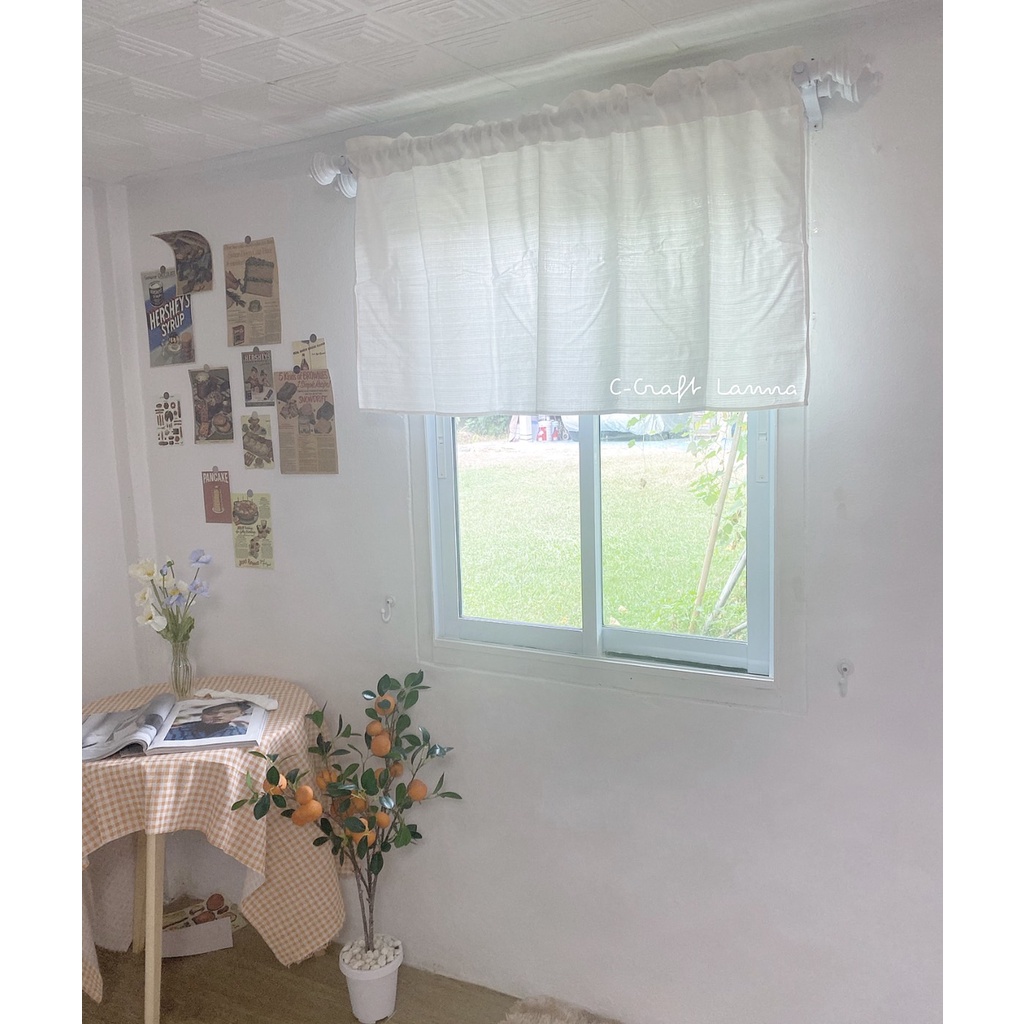 แนะนำ ผ้าม่าน ผ้าม่านผ้าฝ้ายสีขาว ผ้าหนาเรียบ ขนาด110x60cm สไตล์มินิมอล CMS60 ราคาพิเศษ มีเก็บเงินปลายทาง