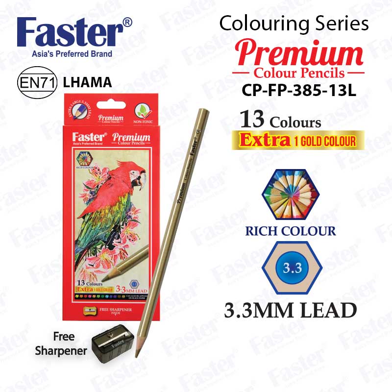 Faster CP-FP385-13L ดินสอสีพรีเมี่ยม 3.3 มม. ตะกั่ว (13 ชิ้น/ชุด)