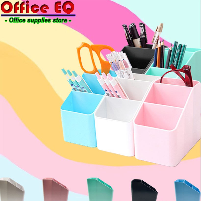 คอนโดปากกา แบบ 3 ช่อง ที่เก็บเครื่องเขียน กล่องอเนกประสงค์ มี 5 สีให้เลือก พร้อมส่ง