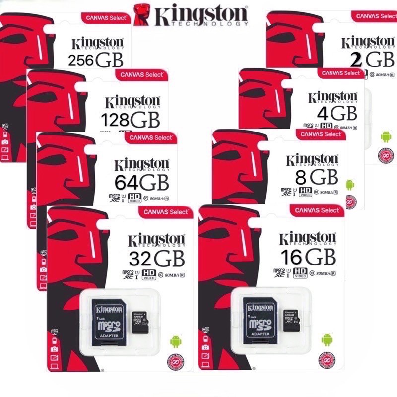 Kingston Micro sd card Memory Card 2GB/4GB/8GB/16GB/32GB/64GB/128GB กล้อง/กล้องติดรถยนต์ / โทรศัพท์มือถือ (ของแท้)