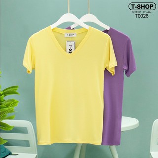 เสื้อคอวี สีพาสเทล  Free size