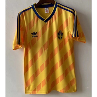 เสื้อกีฬาแขนสั้น ลายทีมชาติฟุตบอล Sweden 1988 ชุดเหย้า สไตล์เรโทร คุณภาพสูง AAA