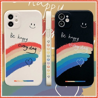 เคส Apple iPhone เคสรอยยิ้มขอบเหลี่ยมลายแถบข้าง เคสไอโฟนซิลิโคนสำหรับ iPhone 12 Pro Max เคสไอโฟน12 7plus SE 2020 7 plus XS เคสไอโฟนxr Xr Max X เคสไอโฟน11 เคสi11 8 พลัส 11 13 8+ 6s เคสไอโฟน8พลัส Smile Case