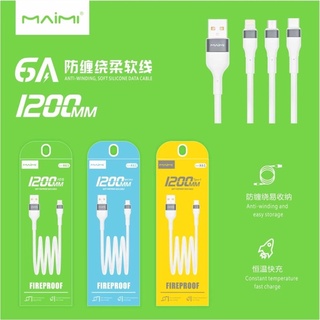 สายชาร์จโทรศัพท์ ชาร์จเร็ว 6A ยี่ห้อMaimi X61 ยาว 1.2เมตร  USB DATA CABLE สำหรับ iP micro type-c ชาร์จเร็ว