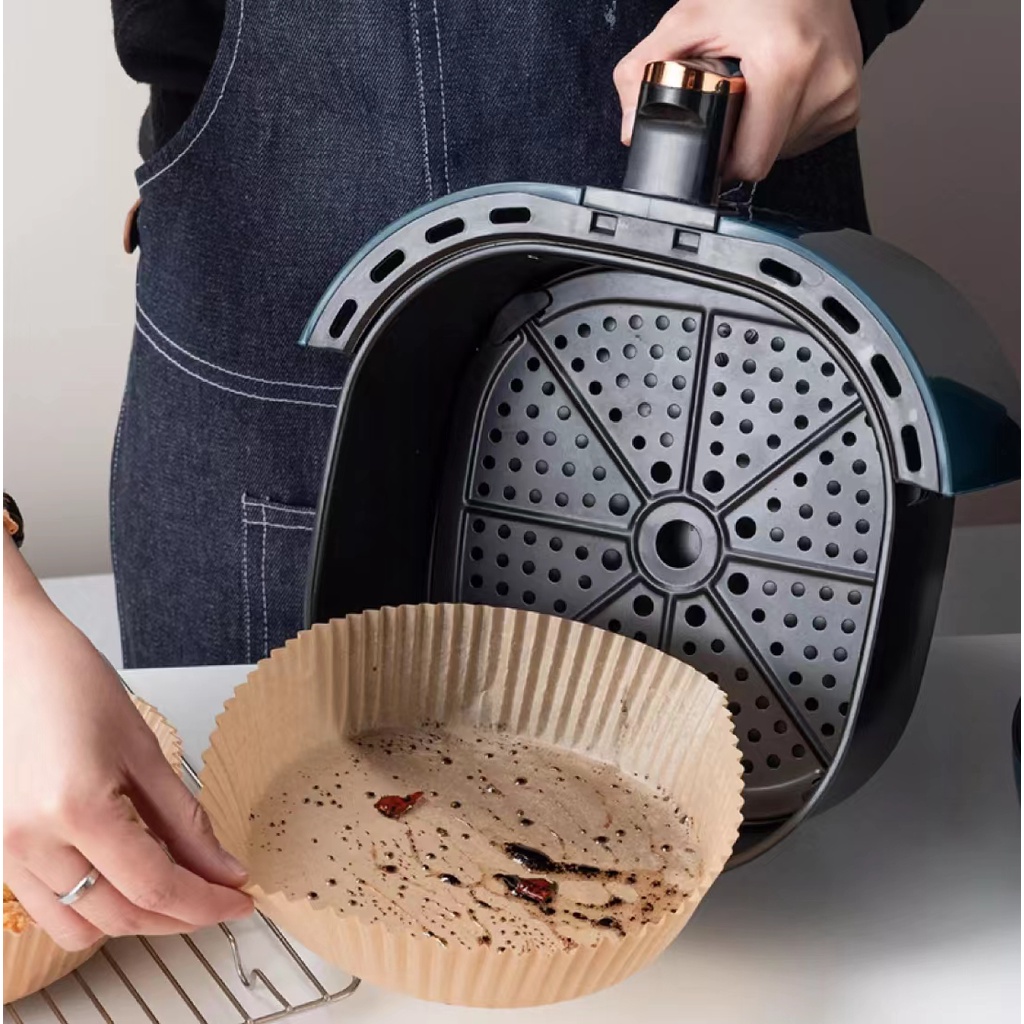 SHT กระดาษพิเศษสำหรับหม้อทอดไร้น้ำมัน50ชิ้น,กระดาษดูดซับน้ำมันและน้ำมันสำหรับใช้ในครัวเรือนจานบาร์บีคิวแผ่นรองในครัวเตาอ - รูปที่ 4