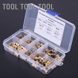 150pcs M3 Brass Knurl Insert Nuts Threaded Assortment Set Kit with Plastic Box - intl