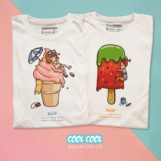 [ใหม่ล่าสุด] Cool Girl &amp;  Cool Boy เสื้อยืด คุณภาพ เสื้อยืดลายไอศกรีม ลายไอติม  เสื้อคู่ เสื้อครอบครัว