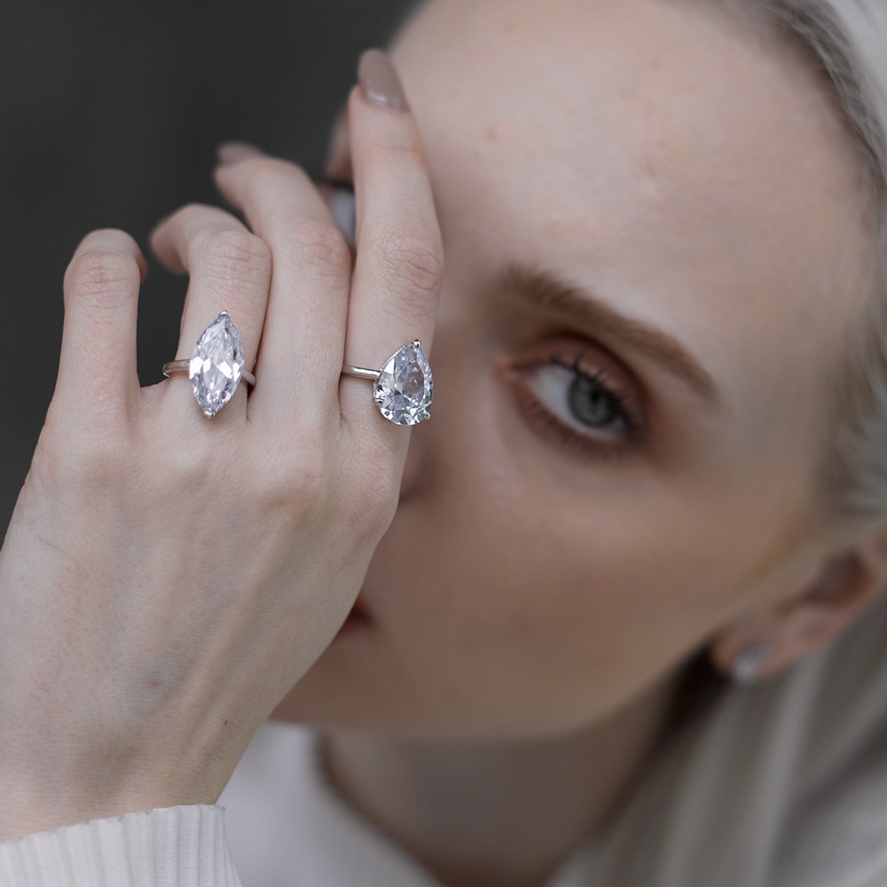 SWAN خاتم فضة Oversize Marquise بزركون — صورة 6
