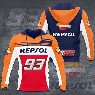 Marc Marquez 93 Repsol Honda MotoGP Racing MM93 เสื้อกันหนาว มีฮู้ด พิมพ์ลาย 3D โอเวอร์ไซซ์ แฟชั่นฤดูใบไม้ผลิ ฤดูใบไม้ร่วง สําหรับผู้ชาย ผู้หญิง