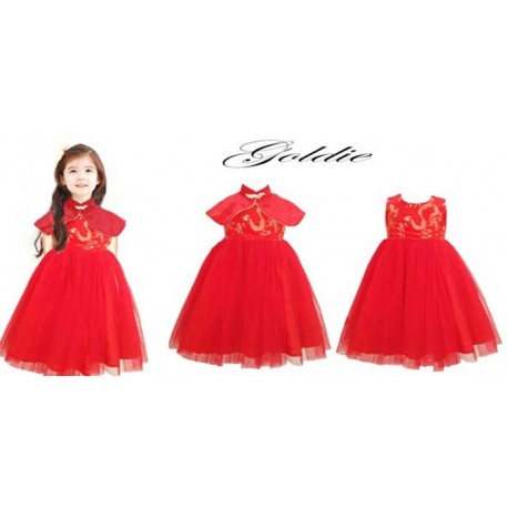 Mardi Amber Goldie Red 2in1 Girl Import Dress
