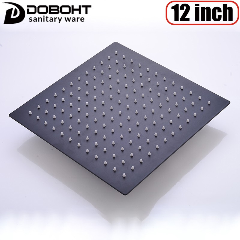 Doboht ห้องน้ําบ้านสีดํา 12 นิ้ว Suqare 201 หัวฝักบัวสแตนเลส SS012-S-BL