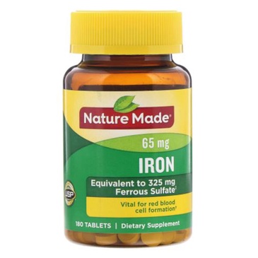 Nature Made, Iron, 65 mg [ 180 Tablets ] Nature's Bounty, Gentle Iron, Now Foods, Iron, Solgar, Chelated Iron