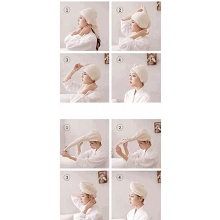ผ้าเช็ดผม แห้งไว ผ้าคลุมผม ไมโครไฟเบอร์ ผ้าขนหนู ซับน้ำได้ดี หมวกคลุมผมแห้งเร็ว