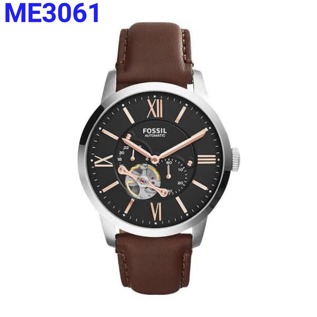 Fossil ME 3061 ของแท้ สายนาฬิกาข้อมือหนังอัตโนมัติ 44 มม. พร้อมกล่อง