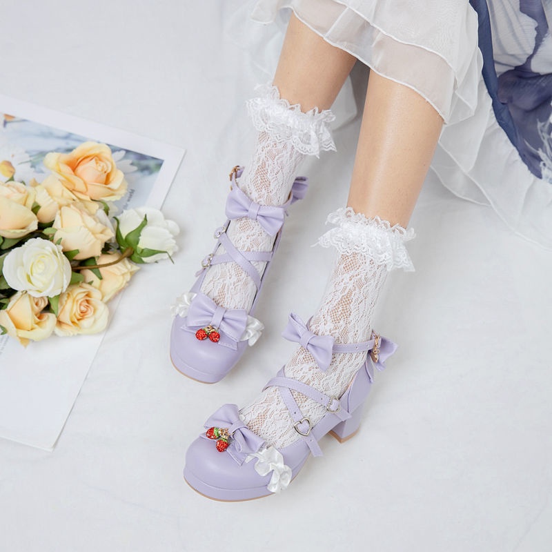 ✑ของแท้ Lolita jk รองเท้าหนังญี่ปุ่นหวานและน่ารักรองเท้าส้นสูงนักเรียน all-match soft สาวรองเท้าเดียวหญิง [สิ้นสุดวันที่