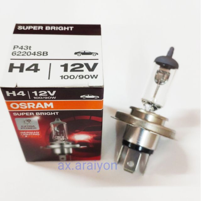 หลอดไฟ H4 12V 100/90W Osram แท้100% 1หลอด