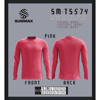 เสื้อกีฬาคอกลมสีล้วนแขนยาว Summax SM-TS574 ผ้าไมโครเนื้อลื่นแห้งเร็วใส่สบาย สีชมพู