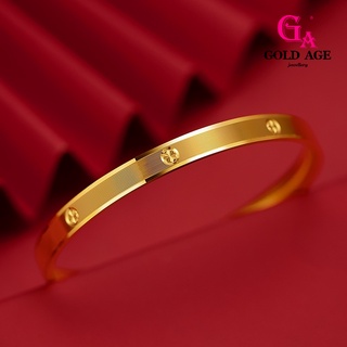 Ga Jewellery สร้อยข้อมือสเตนเลส 24k สีทอง 5D สไตล์เกาหลี สําหรับผู้หญิง