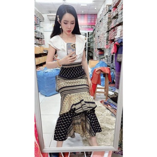 ผ้าถุงทรงฟรุ้งฟริ้งไทยดอกแก้ว #ผู้สาวซิ่นงาม