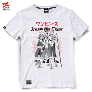 ROUND คอลูกเรือ(Dextreme) T-shirt DOP-1525 One Piece  Straw hat crew มีสีขาวและสีดำ-4XL