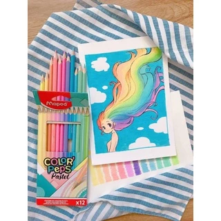 สีไม้พาสเทล 12 สี และ 24 สี ตรา Little tree หรือ Maped มาเพ็ด pastel colour pencils สีสวย ระบายง่าย