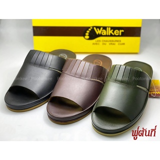 Walker รองเท้าแตะหนังแท้ วอร์คเกอร์ พื้นยางดิบ พื้นนุ่ม หนังแท้ รุ่น DS002 สีดำ น้ำตาล เขียว ไซส์ 38-45