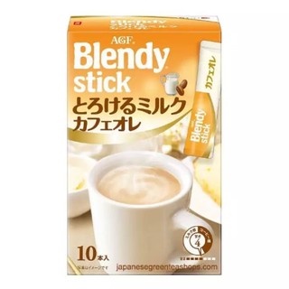 Agf กาแฟผสมนมจากญี่ปุ่น / Blendy Stick Melted Milk Cafe Au Lait Instant Coffee 10 Sticks (100 grams)