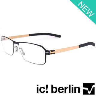 Ic Berlin แว่นตารุ่น 008 C-4 สีดำขาทอง Lars D กรอบเต็ม ขาข้อต่อ วัสดุ สแตนเลส สตีล Eyeglass