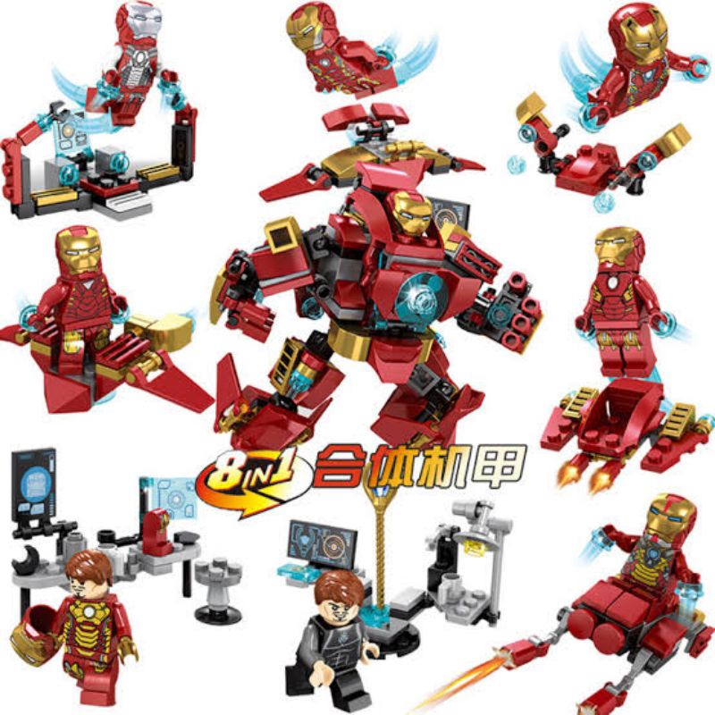 🔥พร้อมส่ง ครบชุด 8 กล่อง🔥เลโก้ Lego ไอรอนแมน Ironman SY-624 เกรดพรีเมี่ยม มีหลากหลาย Action รวมร่างต่อเป็นตัวใหญ่ได้ครับ