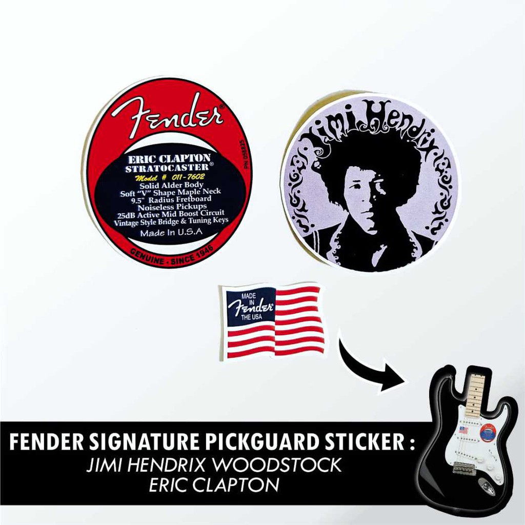 ชุดสติ๊กเกอร์ Pickguard กีตาร์และเบส ลายเซ็น Jimi Hendrix และ Eric Clapton