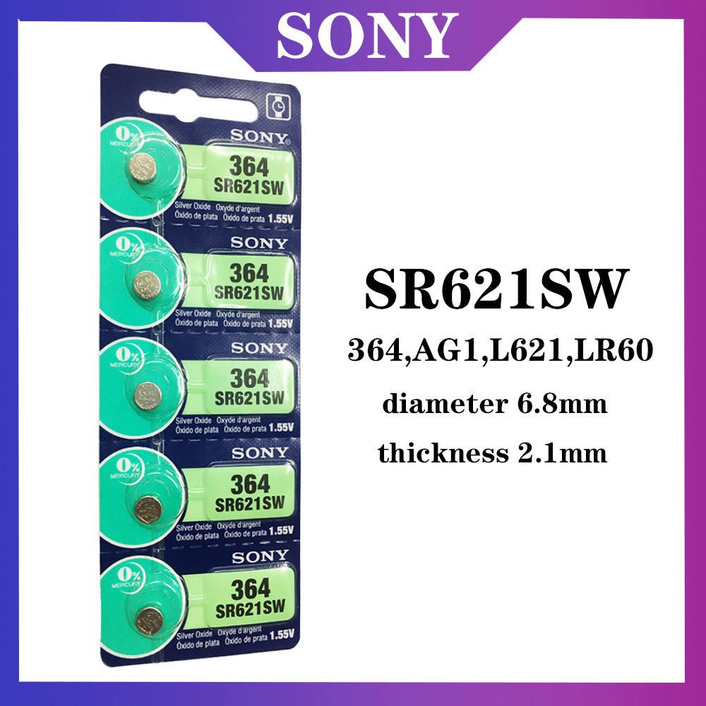 ✕ถ่านกระดุม SR621SW , 364 621 SR621 ยี่ห้อ SONY 0% mercury SR626SW ,377,AG4,L626,LR66 ถ่าน จำหน่ายแผ