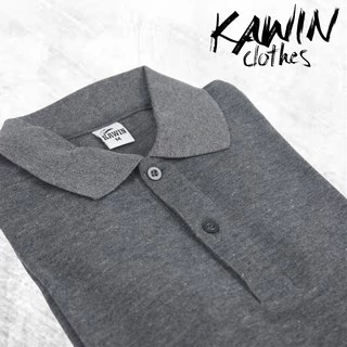 KAWIN เสื้อโปโล ผู้ชาย/ผู้หญิง Dark Grey สีเทาดำเข้ม ผ้าเนื้อนุ่มใส่สบายมาก