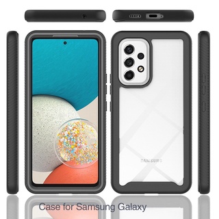 Full Body Double Protective Phone Case For Samsung Galaxy A03S A03 A73 A53 A33 A13 A23 5G A82 A72 A52 A52S A42 A32 A22 A12 M12 A50 A50S A30S A20 A30 A20S A10S A02 M02 Luxury Hybrid Armor Soft Edge Silicone Hard Transparent Back Cover