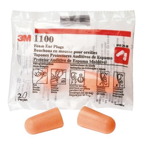 3M Foam Earplug 1100 Bullet Style Soft Anti-Noise Ear Plugs ชุด 2 ชิ้น