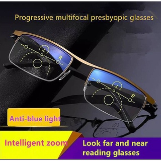 แว่นตากรองแสงสีฟ้า แบบ Multifocal Progressive Lens คมชัดทั้งมองใกล้และไกล รูปทรง classic หรูเรียบบอกรสนิยม