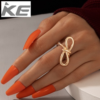 Japanese geometric bow ring Simple plain circle line sense ring tide for girls for women low